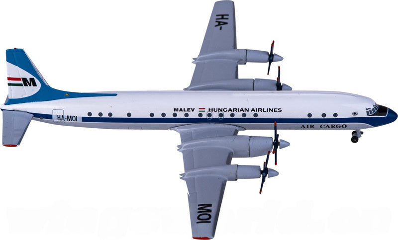AeroClassics Malev for Ilyushin Il-18 HA-MOI Air Cargo 1:400 Airplane Pre-built Airliner Model Display