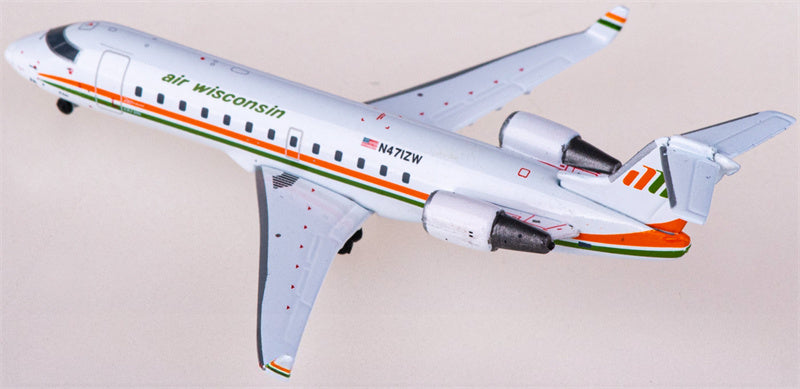 Geminijets Air Wisconsin for Bombardier CRJ200LR N471ZW 1:400 Aircraft Pre-built Airliner Model Display