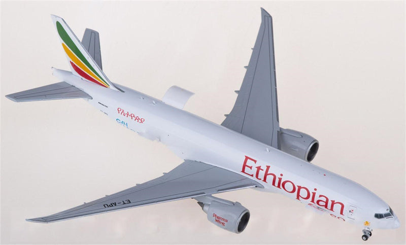 JC Wings 1:400 Ethiopian Airlines Boeing 777-200LRF ET-APU Diecast Model view 4