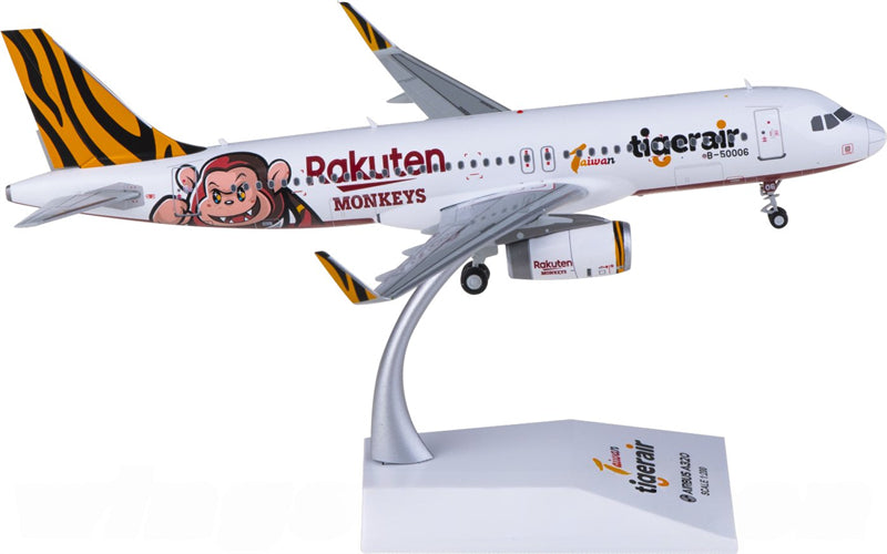 JC Wings Tigerair for Rakuten monkey for Airbus A320 B-50006 1:200 Airplane Pre-built Airliner Model Display