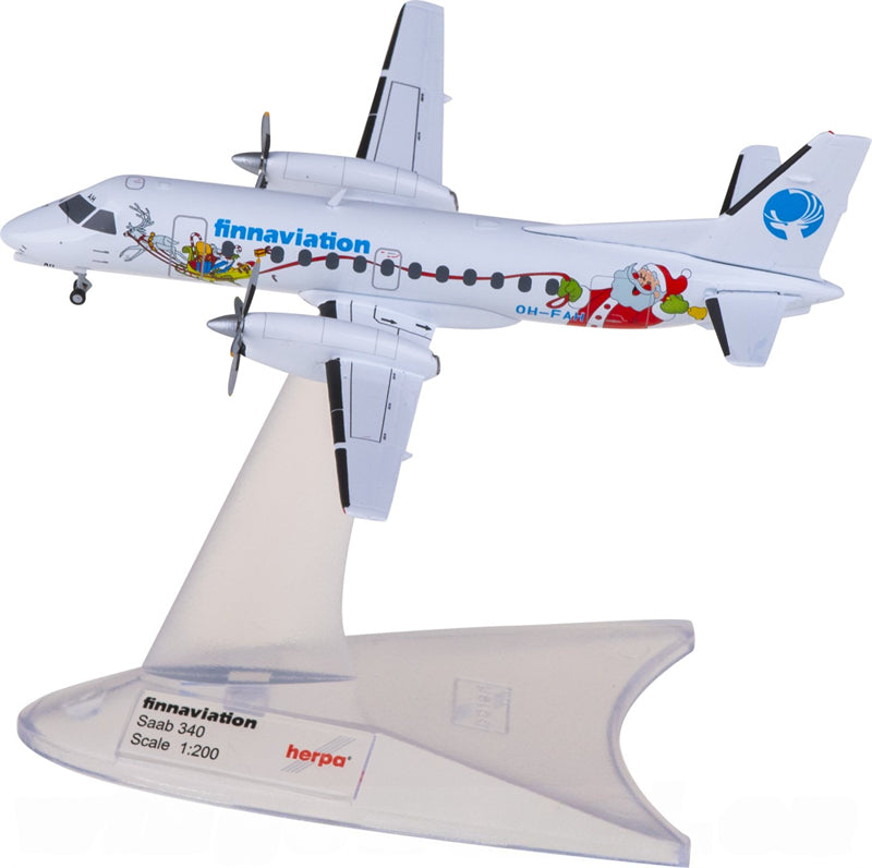 Herpa Finnaviation for Saab 340 OH-FAH 1:200 Airplane Pre-built Airliner Model Display