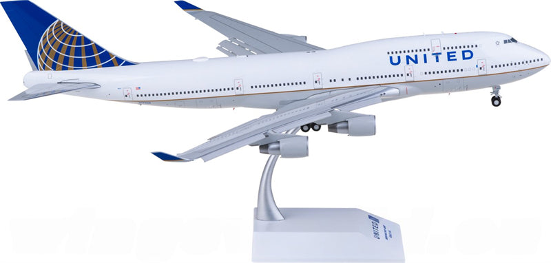 JC Wings United Airlines for Boeing 747-400 N175UA Flaps Down 1:200 Airplane Pre-built Airliner Model Display
