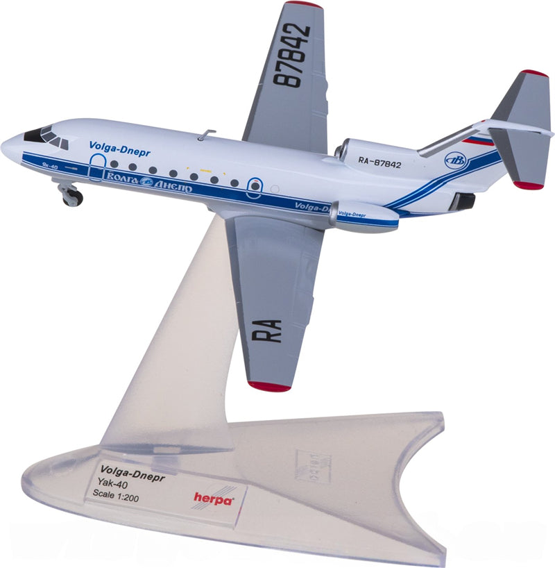Herpa Volga-Dnepr for Yakovlev Yak-40 RA-87842 1:200 Airplane Pre-built Airliner Model Display