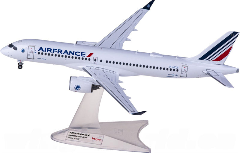 Herpa Air France for Airbus A220-300 F-HZUF 1:200 Aircraft Pre-built Airliner Model Display