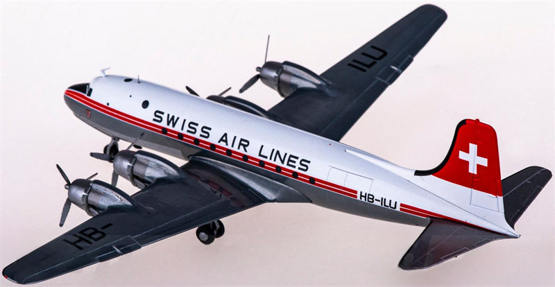 Herpa Swissair for Douglas DC-4 HB-ILU 1:200 Aircraft Pre-built Airliner Model Display