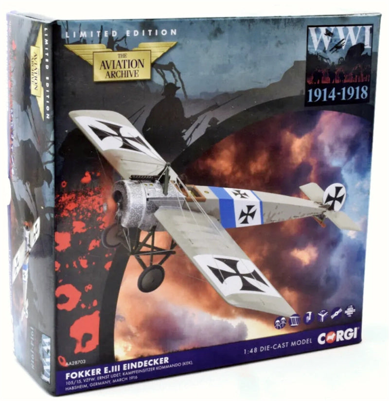 CORGI Fokker E.lll Eindecker Vfw. Ernst Udet Germany March 1916 1/48 Aircraft Pre-built Model