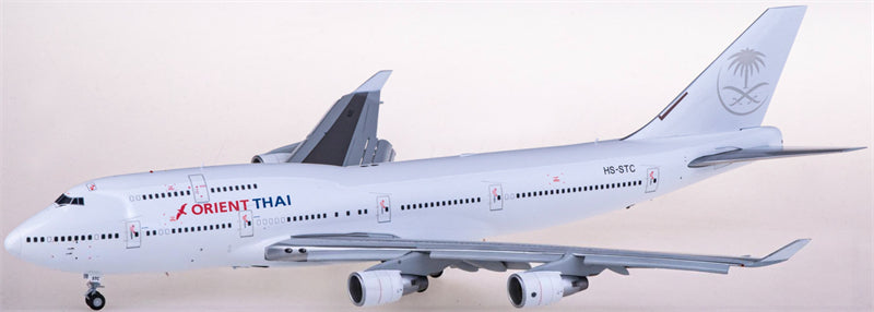 JC Wings Orient Thai Boeing 747-400 HS-STC Flaps Down w/ original skin keychain 1:200 Diecast Model view 2
