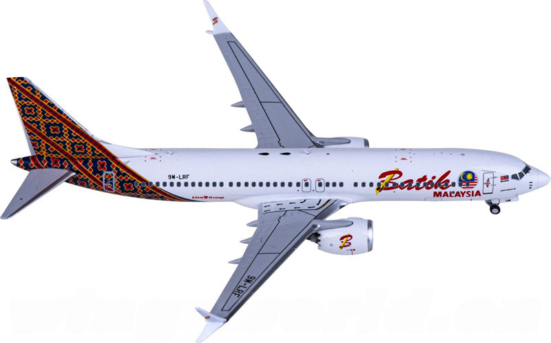 NGモデル バティックエア ボーイング737 MAX 8 9M-LRF 1:400 飛行機 組み立て済み旅客機モデル ディスプレイ