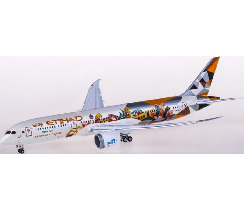 JC Wings Etihad Airways Boeing 787-9 Dreamliner A6-BLH Choose Italy Livery Flaps down 1:400 Aircraft Pre-built Airliner Model Display