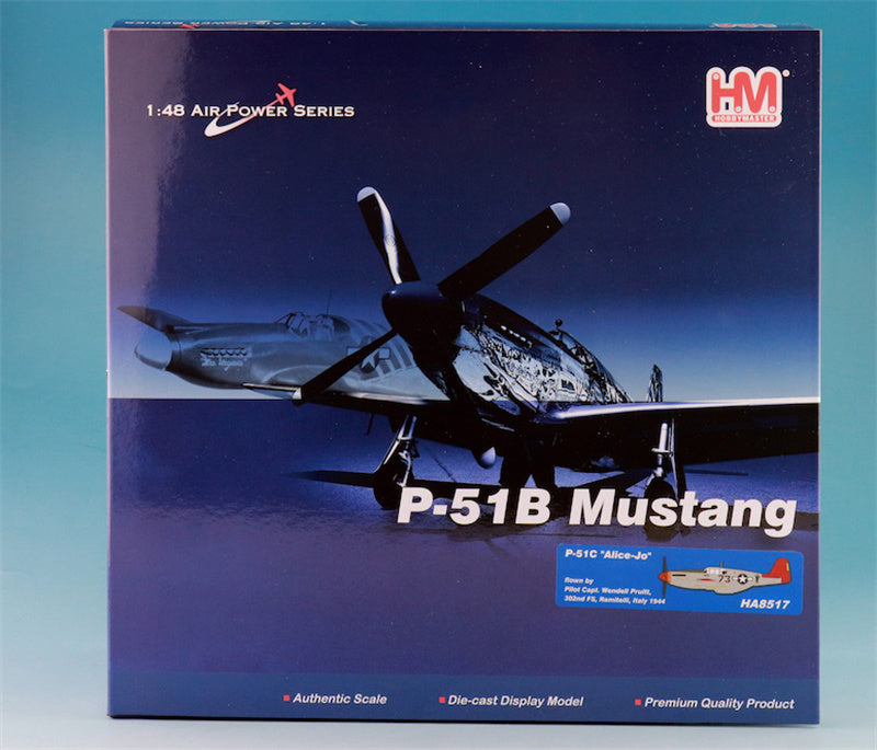 HOBBY MASTER P51C Mustang USAAF Alice-Jo flown by Pilot Capt. Wendell Pruitt 302nd FS Ramitelli Italy 1944 0.075 Aircraft Pre-built Model