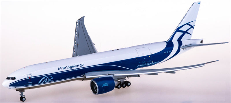 JC Wings AirBridgeCargo Boeing 777-200LRF VQ-BAO Flaps Down 1:200 Diecast Model view 2