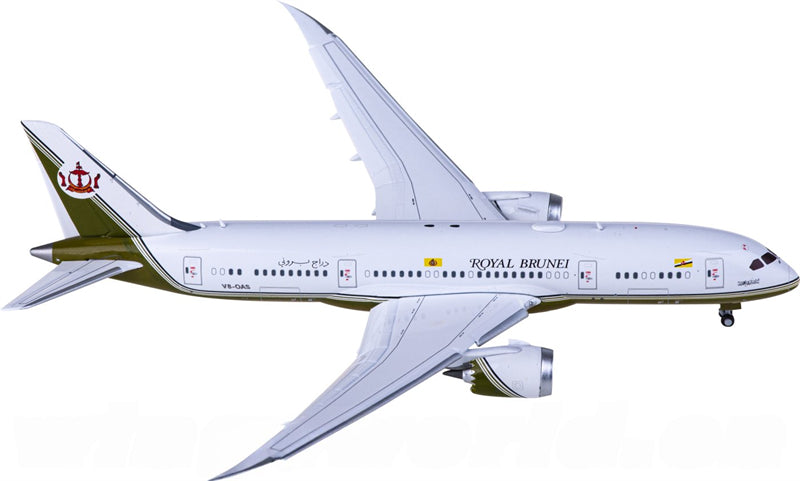 JC Wings Brunei Sultan's Flight Boeing 787-8 V8-OAS Flaps Down 1:400 Diecast Model view 2