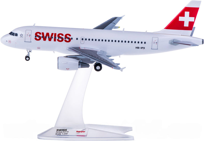 Herpa Swiss for Airbus A319 HB-IPX 1:200 Aircraft Pre-built Airliner Model Display
