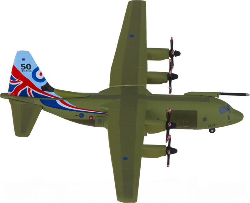 Herpa RAF Royal Air Force Lockheed C-130J Super Hercules ZH883 1:500 Diecast Model view 2