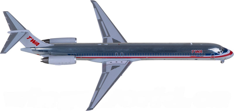 NG Models TWA for McDonnell Douglas MD-83 N9615W 1:400 Airplane Pre-built Airliner Model Display