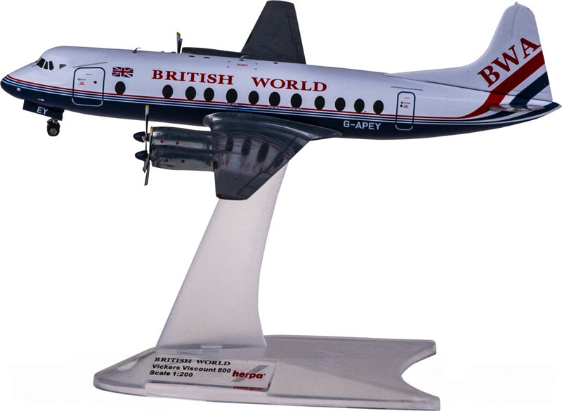 Herpa British World Airlines Vickers Viscount 800 G-APEY 1:200 Diecast Model view 2
