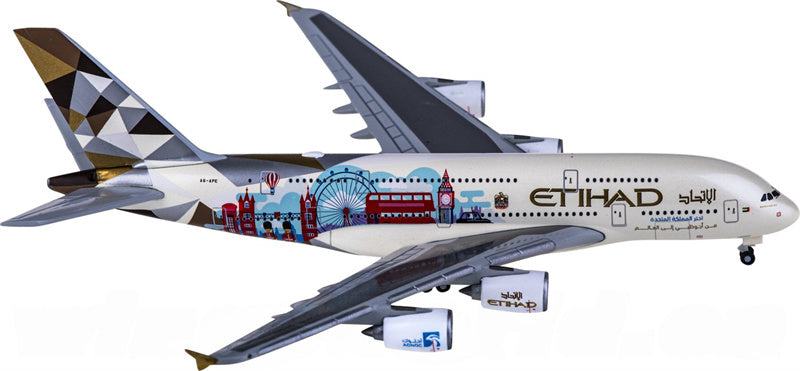 Herpa Etihad Airways for Airbus A380 A6-APE Choose the United Kingdom 1:500 Airplane Pre-built Airliner Model Display