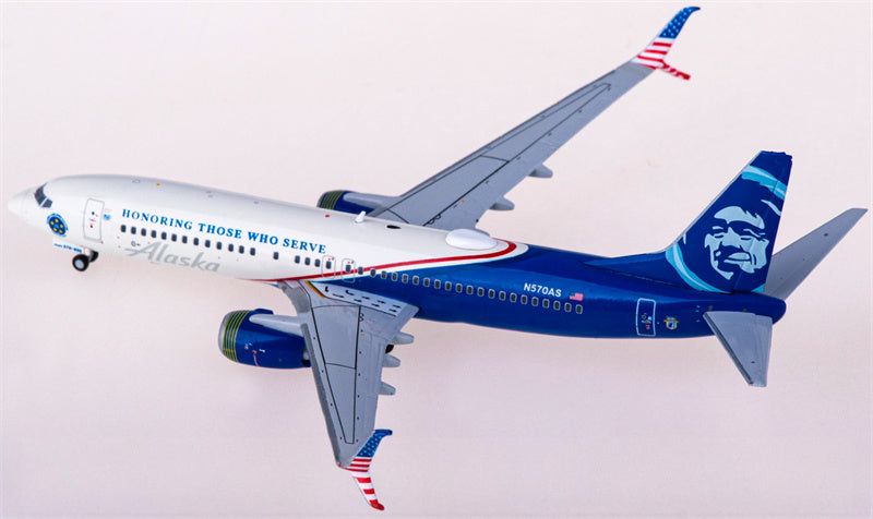 Geminijets Alaska Airlines Boeing 737-800S N570AS Honoring Those Who Serve 1:400 Diecast Model view 3