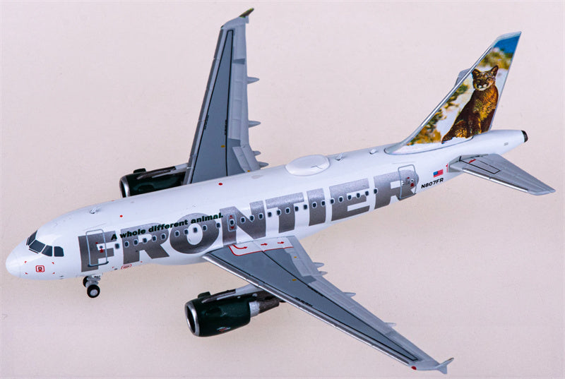 NGモデルズ フロンティア航空 エアバスA318 N807FR 1:400スケール 飛行機 組み立て済み旅客機モデル ディスプレイ