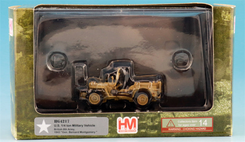 HOBBY MASTER US 1/4 ton Military Vehicle British 8th Army 1943 Gen. Bernard Montgomery 1:72 Tank Pre-built Model