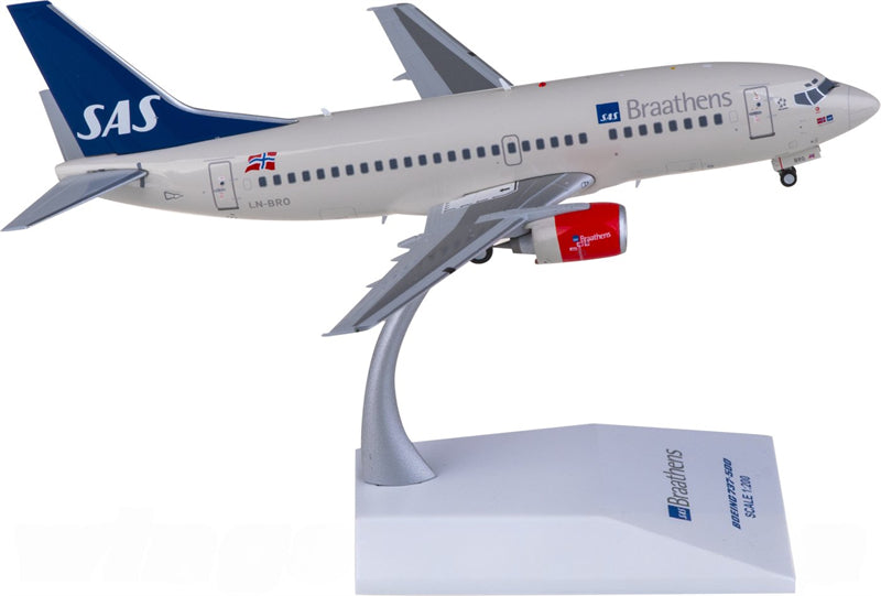JC Wings SAS Scandinavian Airlines Boeing 737-500 LN-BRO 1:200 Diecast Model view 2