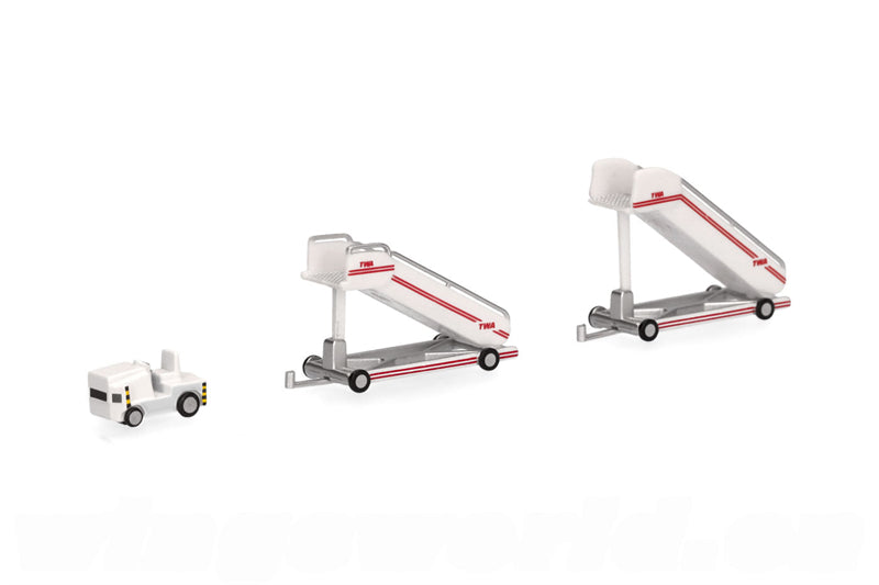 Herpa TWA passenger stairs 2 with tractor 1 1:200 Accessory Model view 1