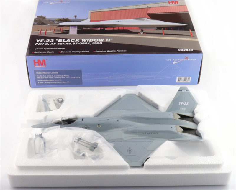 HOBBY MASTER YF-23 USAF Gray Ghost PAV-2 AF serial no. 87-0801 1990 (with 3 xAIM-120 2 xAIM-9) 1:72 Aircraft Pre-built Model