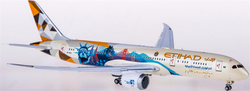 JC Wings Etihad Airways Boeing 787-9 Dreamliner A6-BLC Choose the USA Flaps Down 1:400 Diecast Model view 2