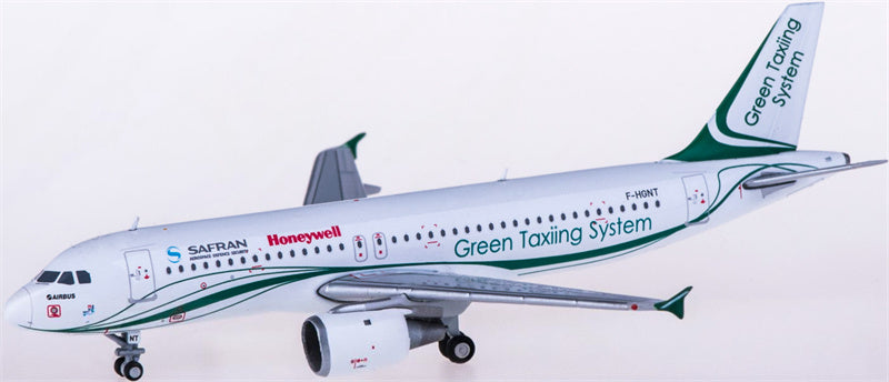 JC Wings Safran Airbus A320 F-HGNT Green Taxing System 1:400 Diecast Model view 1