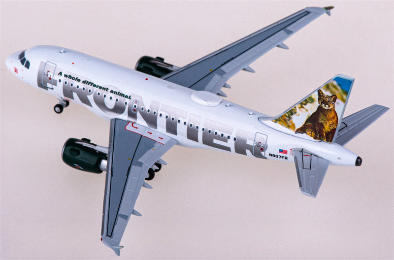 NGモデルズ フロンティア航空 エアバスA318 N807FR 1:400スケール 飛行機 組み立て済み旅客機モデル ディスプレイ