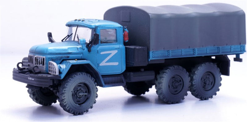 Panzerkampf ZIL-131 Military Blue Russian Aid Militia 1:72 Truck Pre-built Model