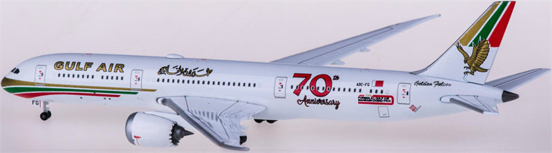 Herpa Gulf Air Boeing 787-9 Dreamliner A9C-FG 70th Anniversary 1:500 Diecast Model view 1