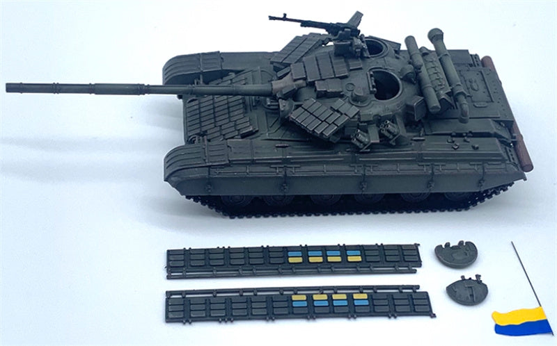 ARTISAN Ukrainian T-64BV main battle tank with National flag Wearing skirt armor 1:72 Tank Pre-built Model
