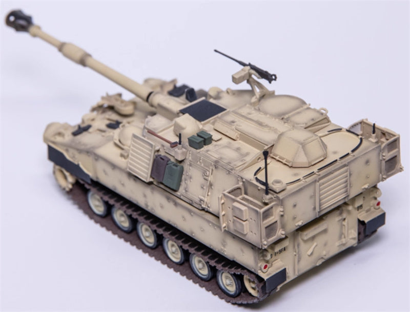 T-MODEL US M109A7 self-propelled howitzer 155mm w/ ammunition vehicle Sand colored style 1:72 Tank Pre-built Model