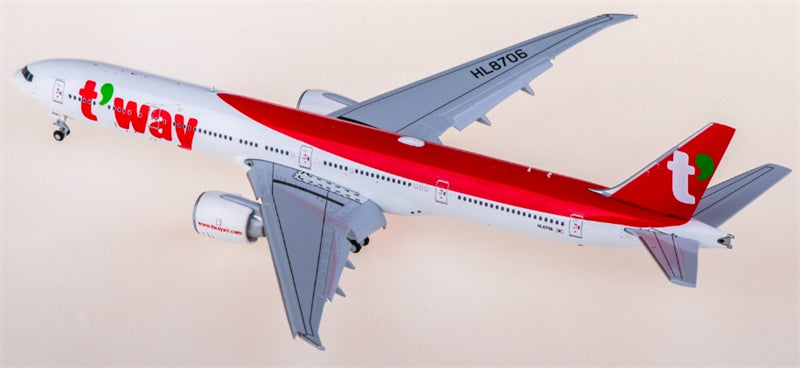 JC Wings T'way Air Boeing 777-300ER HL8706 Flaps down 1:400 Diecast Model view 3