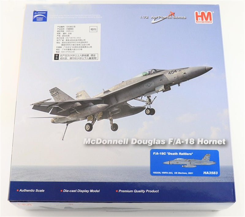 HOBBY MASTER F/A-18C Hornet Death Rattlers 165220NA-401 VMFA-323 US Marines 2021 1:72 Aircraft Pre-built Model