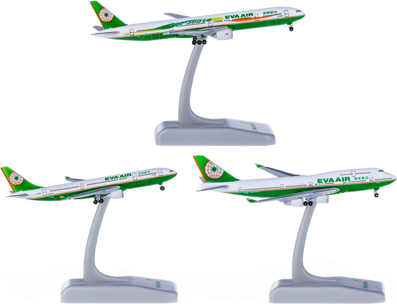 Hogan Eva Air Airbus A330-200 Boeing 747-400 777-300ER 3pcs a set 1:1000 Diecast Model view 2