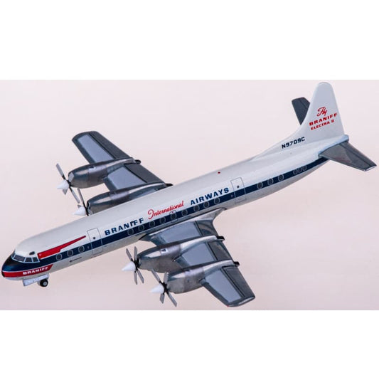 Geminijets Braniff Airways Lockheed L-188A Electra N9709C 1:400 Aircraft Pre-built  Airliner Model Display