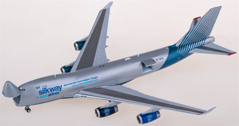 JC Wings Silk Way West Airlines Boeing 747-400F 4K-BCH Interactive Series 1:400 Diecast Model view 1