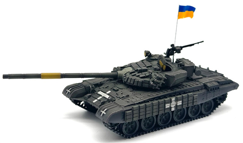 ARTISAN Ukrainian T-72 main battle tank w/ national flag Wearing skirt armor 1:72 Tank Pre-built Model
