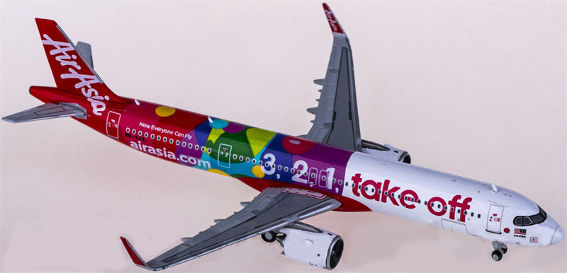 JC Wings AirAsia for Airbus A321neo 9M-VAA 3,2,1 take Off 1:400 Airplane Pre-built  Airliner Model Display
