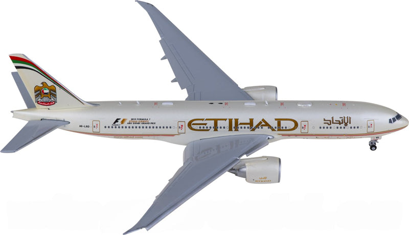 JC Wings Etihad Airways Boeing 777-200LR A6-LRD Flaps Down 1:400 Diecast Model view 1
