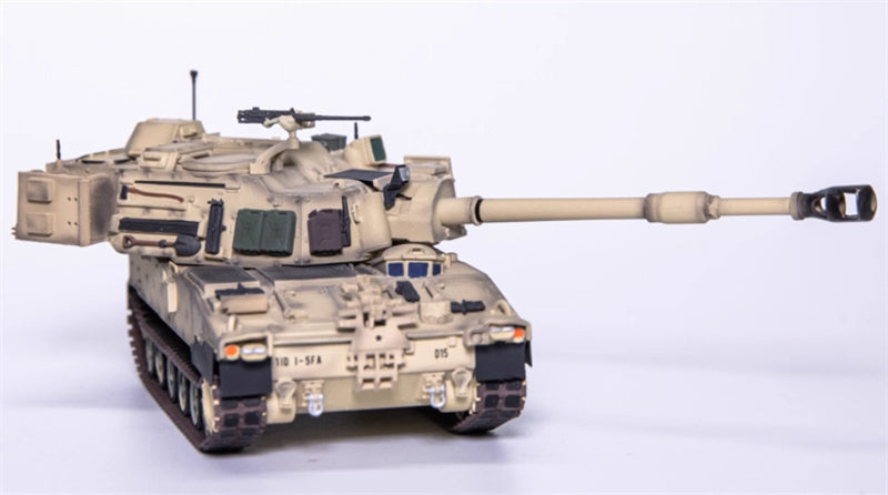 T-MODEL US M109A7 self-propelled howitzer 155mm w/ ammunition vehicle Sand colored style 1:72 Tank Pre-built Model