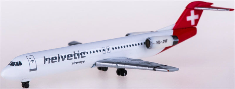 Herpa Helvetic Airways Fokker 100 HB-JVF 1:500 Diecast Model view 1