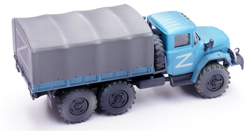 Panzerkampf ZIL-131 Military Blue Russian Aid Militia 1:72 Truck Pre-built Model