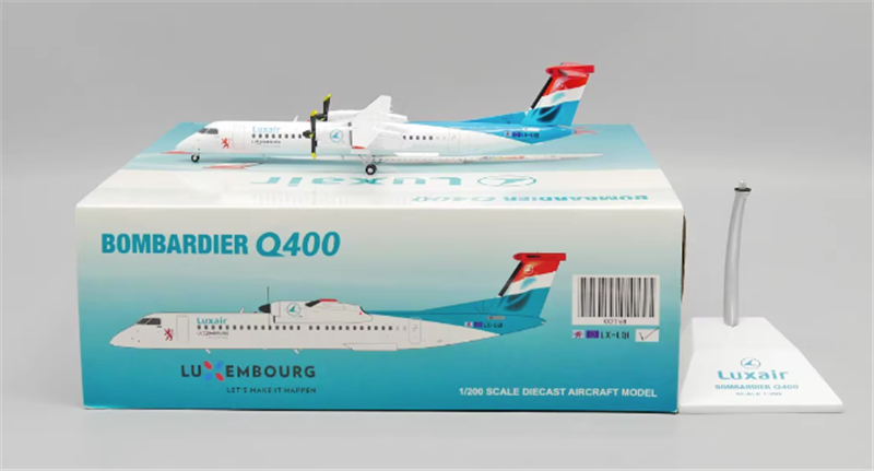 JC Wings Luxair BOMBARDIER Dash 8-Q400 LX-LQI 1:200 Aircraft Pre-built Model