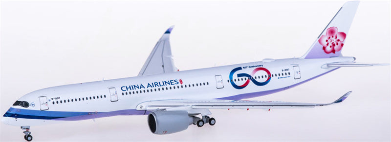 JC Wings China Airlines Airbus A350-900XWB B-18917 60th Anniversary Flaps Down 1:400 Diecast Model view 1