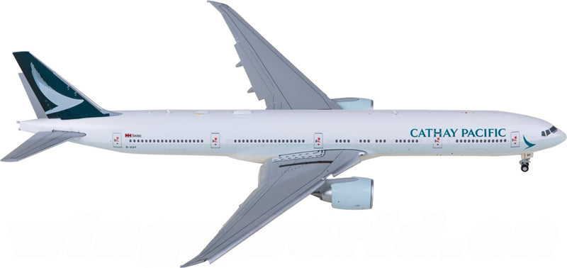 JC Wings Cathay Pacific Boeing 777-300ER B-KQT Flaps Down 1:400 Diecast Model view 1