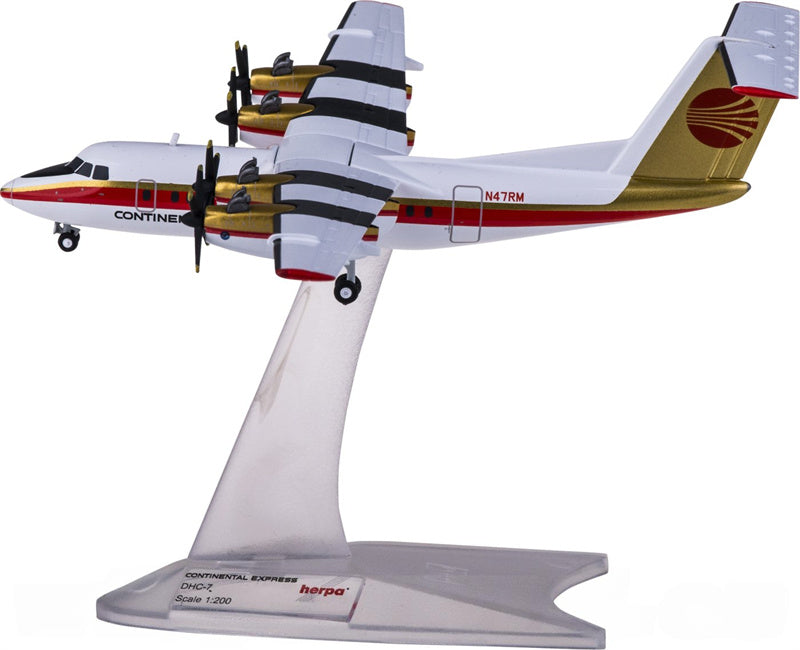 Herpa Continental Airlines De Havilland Canada DHC-7 N47RM 1:200 Diecast Model view 1