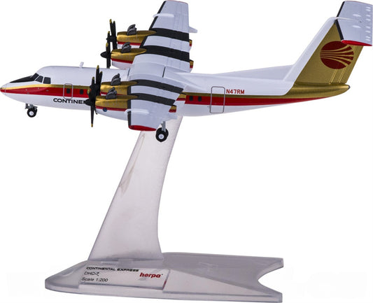 Herpa Continental Airlines for De Havilland Canada DHC-7 N47RM 1:200 Airplane Pre-built  Airliner Model Display